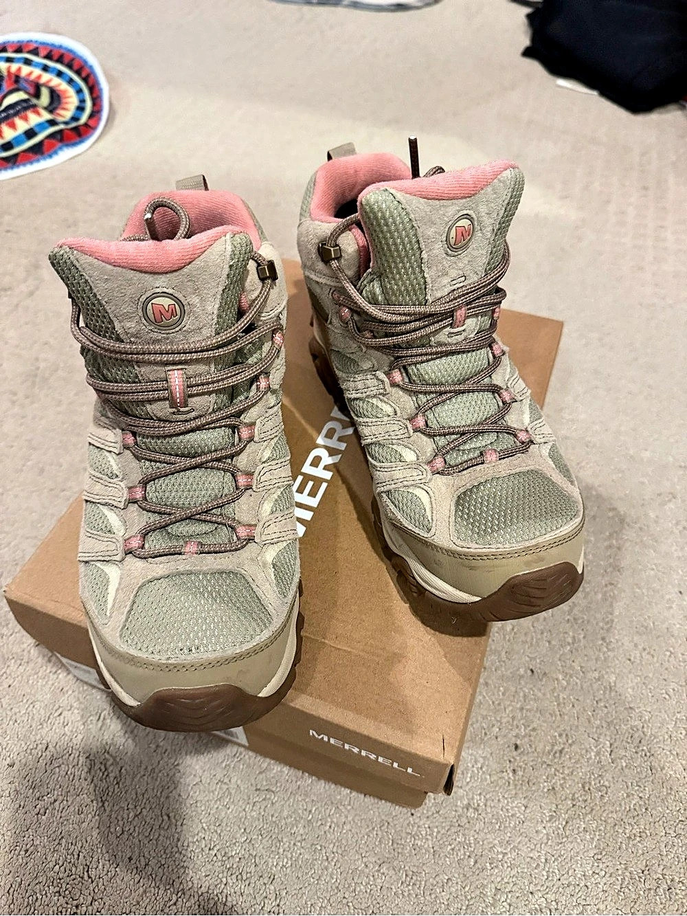 Merrell Moab 3 Mid Waterproof Hiking Boots Matcha & Pink US 10 M